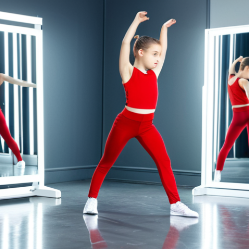 Aspiring Musical Star**

"A young, enthusiastic performer practicing dance steps in a brightly lit studio. They are wearing comfortable athletic clothing. Reflections of a determined expression are visible in the mirror. The scene conveys energy and passion. Safe for work, appropriate content, fully clothed, professional, perfect anatomy, natural pose."

**