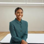 뮤지컬 배우와 캐스팅 디렉터의 관계 - **Prompt:** A young, confident female performer in her early twenties, with a radiant, genuine smile...