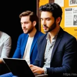 뮤지컬 배우의 국제 협업 사례 - **Prompt 1: "Global Audition Harmony"**
    A young, aspiring musical theater actor, a person of His...