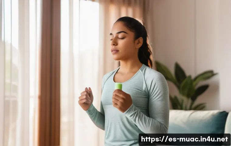 뮤지컬 배우 실기시험 준비 팁 - A focused young Hispanic female singer practicing diaphragmatic breathing and vocal warm-up exercise...