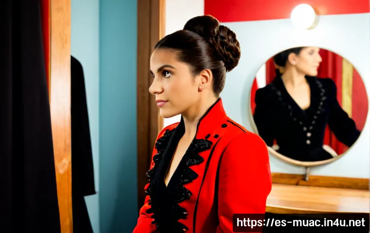 뮤지컬 배우가 도전한 다양한 장르 - Photorealistic editorial scene of a versatile Spanish musical theater performer in a backstage dress...